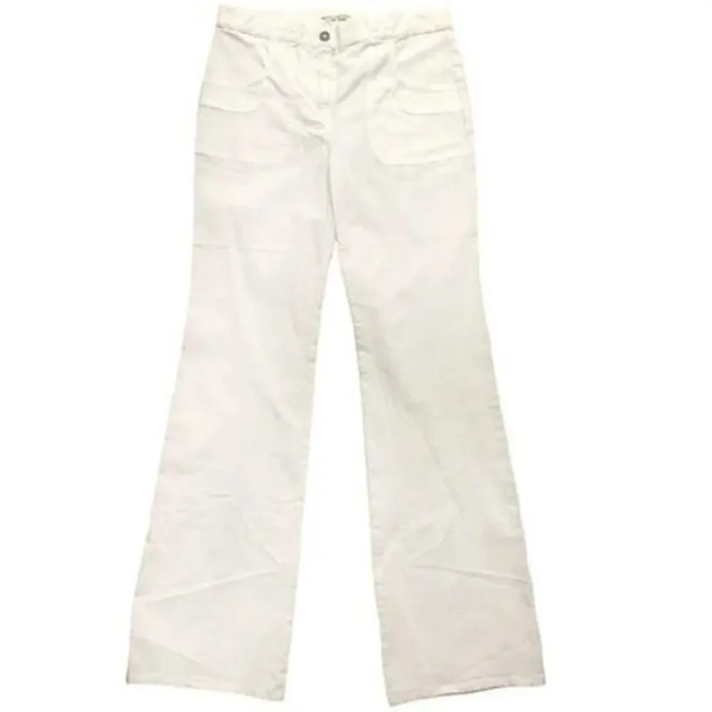 Nili Lotan NWT Oakland Wide-Leg Stretch Twill Pant in Eggshell Women's Size 6 - Picture 4 of 10